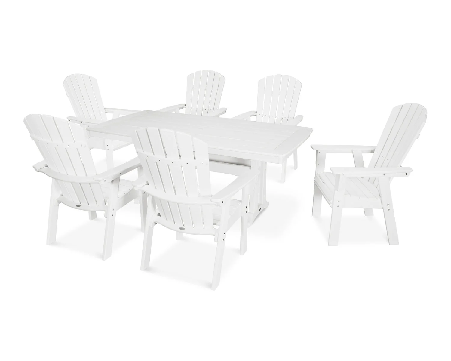 POLYWOOD® Nautical Adirondack 7-Piece Trestle Dining Set - White