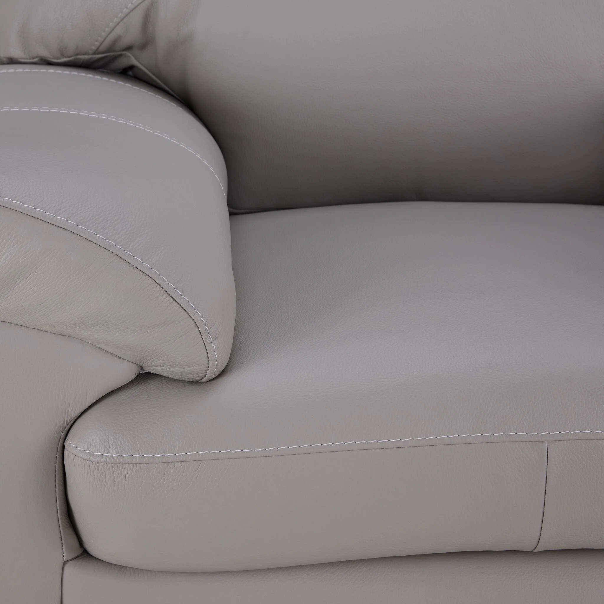 Raphael Leather Loveseat - Cloud Grey - Image 3