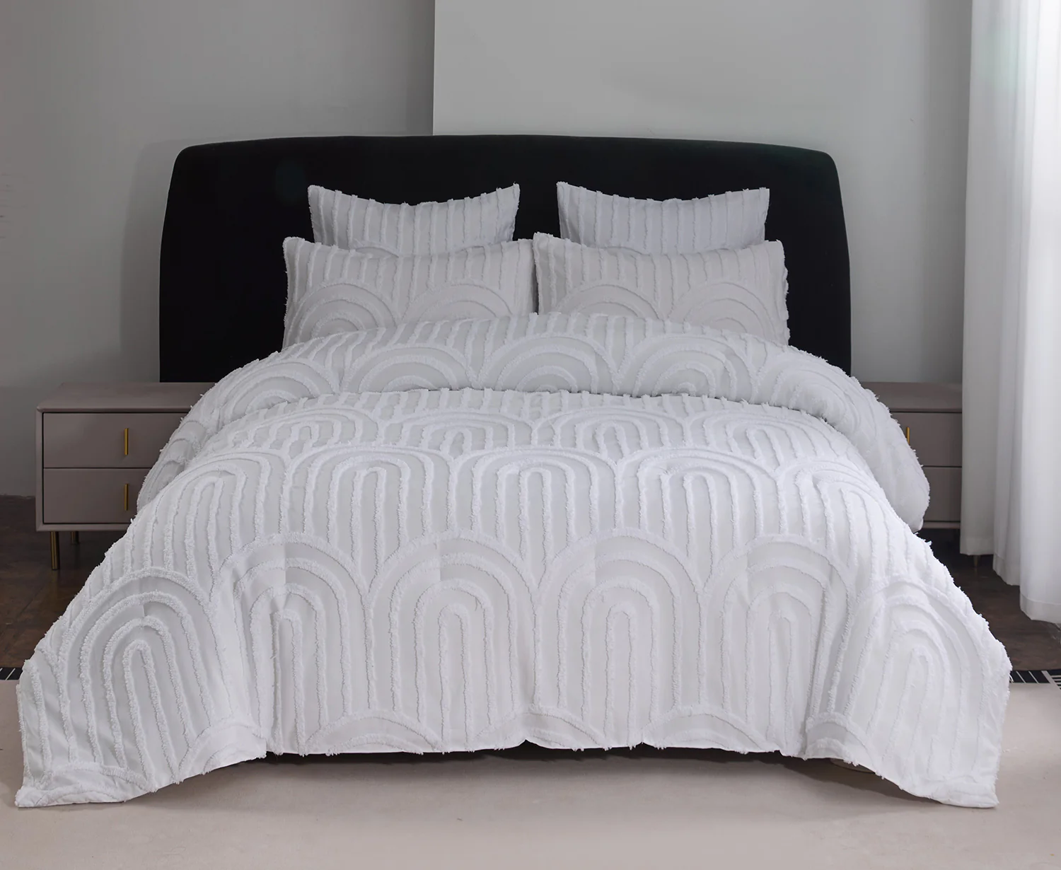 Rustic Charm 5-Piece King Comforter Set - White