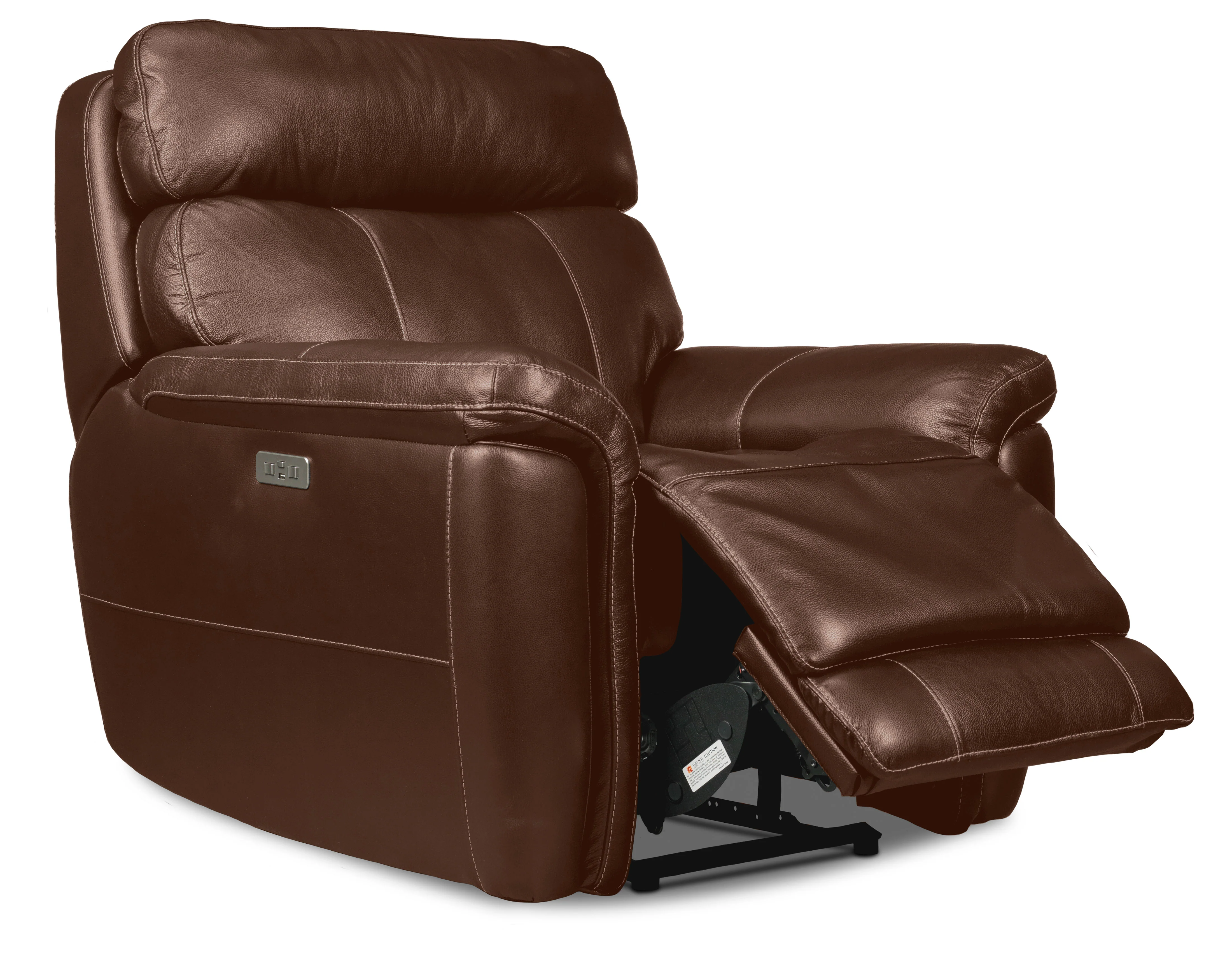 Stallion Leather Dual Power Reclining Sofa, Loveseat and Chair Set - Chestnut - Image 4