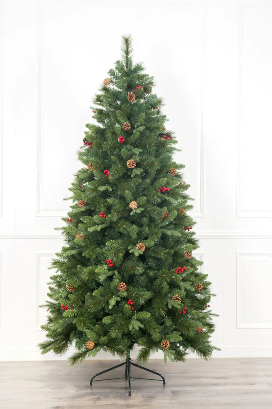 Visby 7 Ft Slim Scotch Pine Christmas Tree Pre-lit with Dual-color LED Lights. - Warm White/Multi-Colour