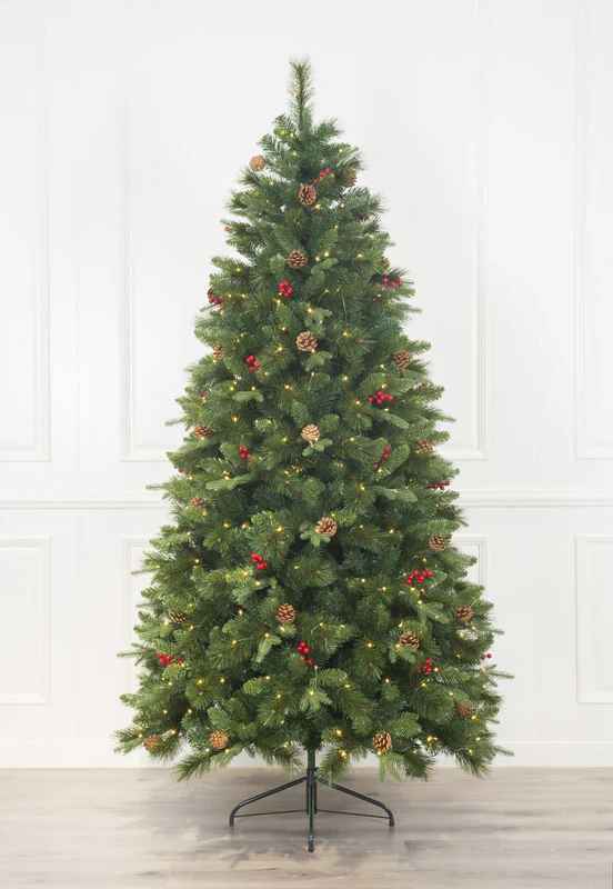 Visby 7 Ft Slim Scotch Pine Christmas Tree Pre-lit with Dual-color LED Lights. - Warm White/Multi-Colour - Image 3