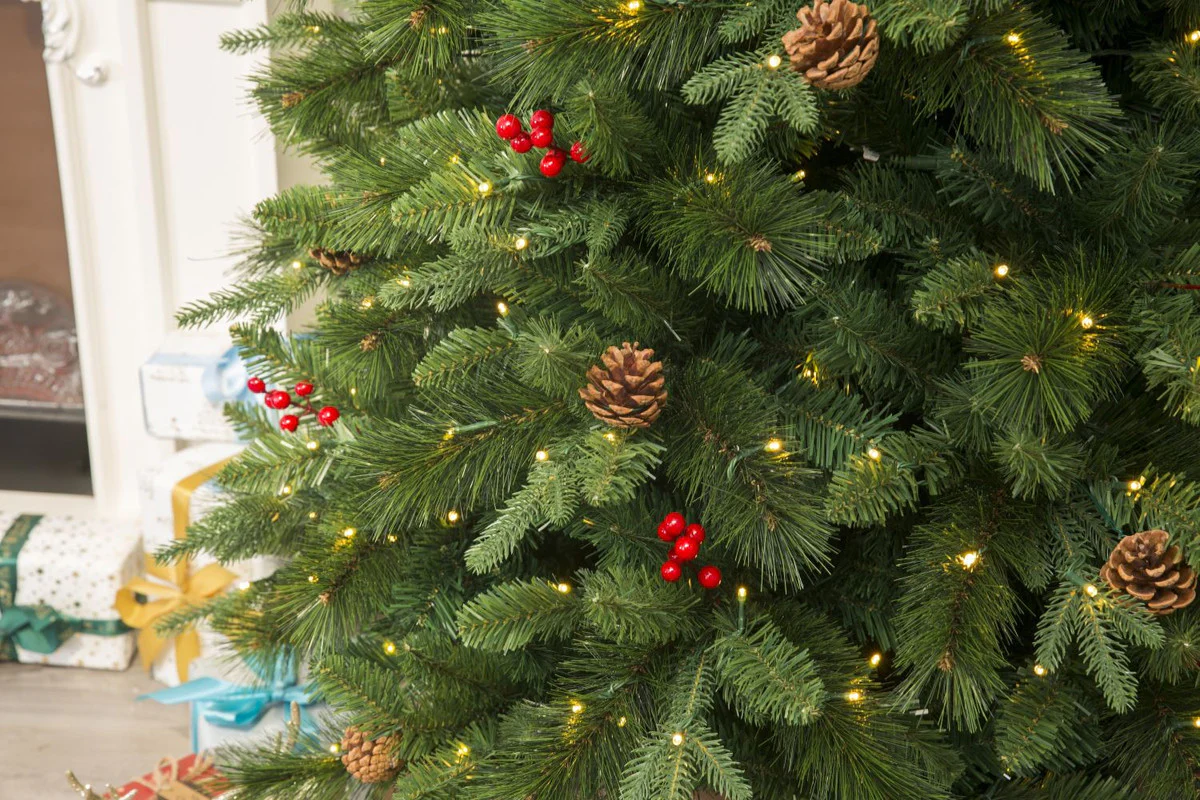 Visby 7 Ft Slim Scotch Pine Christmas Tree Pre-lit with Dual-color LED Lights. - Warm White/Multi-Colour - Image 7