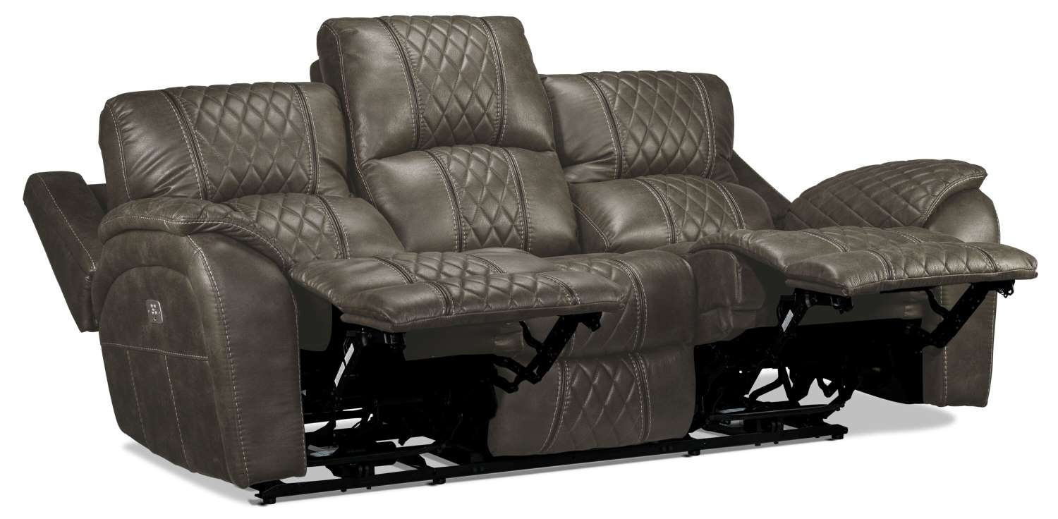 Wesley Dual Power Reclining Sofa and Dual Power Recliner Set - Granite - Image 3