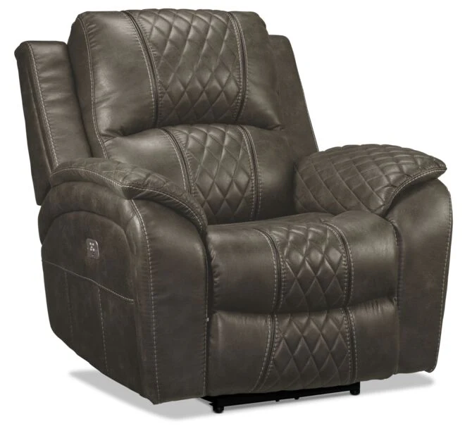 Wesley Dual Power Reclining Sofa and Dual Power Recliner Set - Granite - Image 4