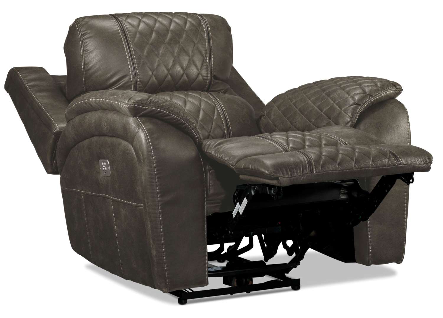 Wesley Dual Power Reclining Sofa and Dual Power Recliner Set - Granite - Image 5