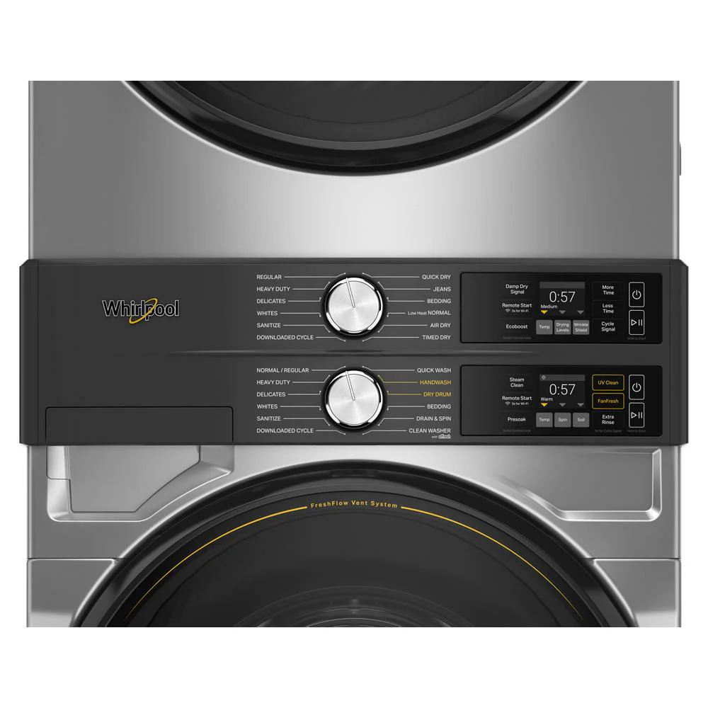 Whirlpool Radiant Silver Front Load Laundry Tower with FreshFlowTM Vent System and UV Clean Technology (5.2 cu. ft. Washer & 7.4 cu. ft. Gas Dryer) - WGF5727TR - Image 5