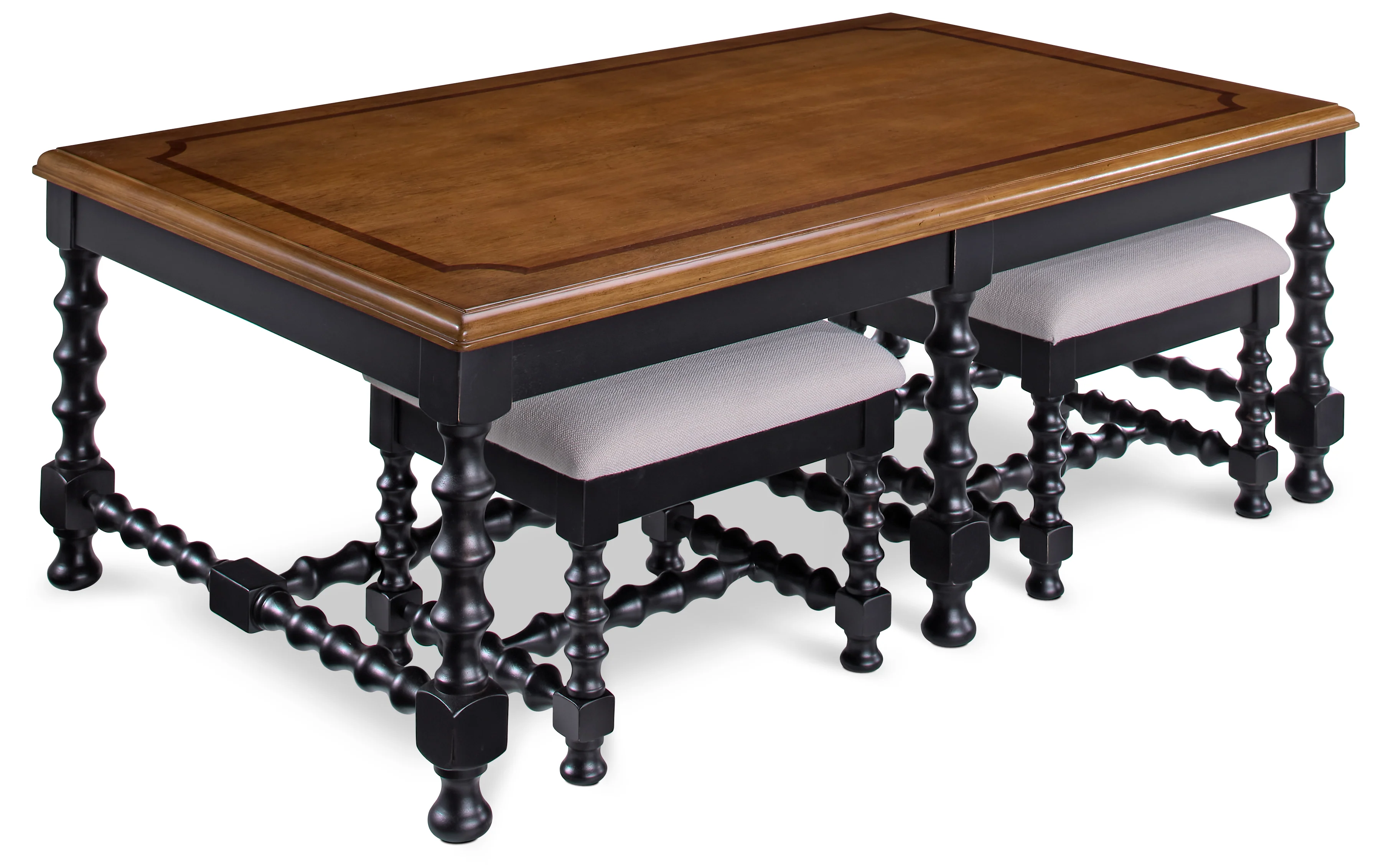 Winslow Coffee Table with Two Ottomans - Black - Image 2